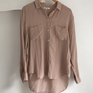 Madewell silk button down top in blush pink - L